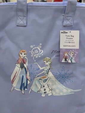 Disney Frozen Lavender Tote Bag with Anna, Elsa & Olaf